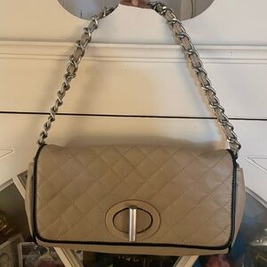 Talbots Tan Quilted Shoulder Bag with Chain Strap